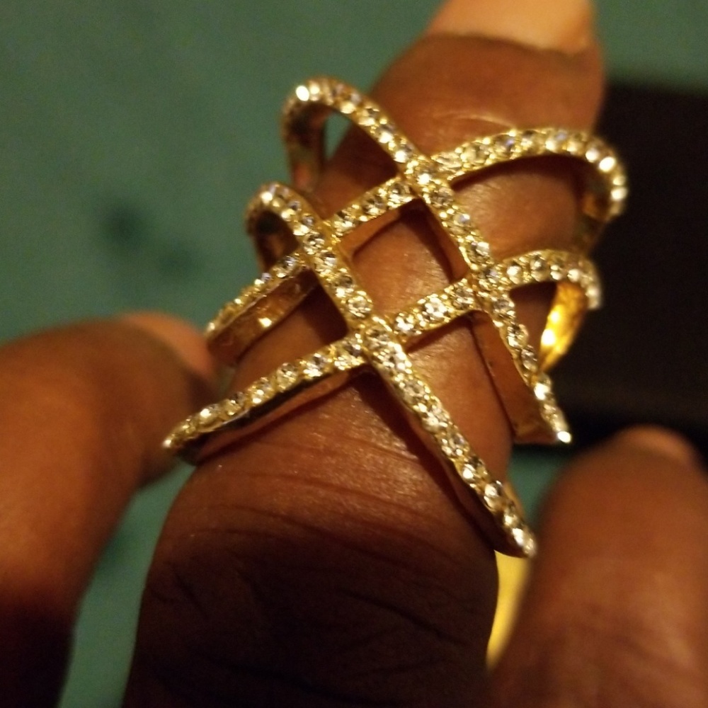 Rhinstone Gold-plated Knuckle Ring